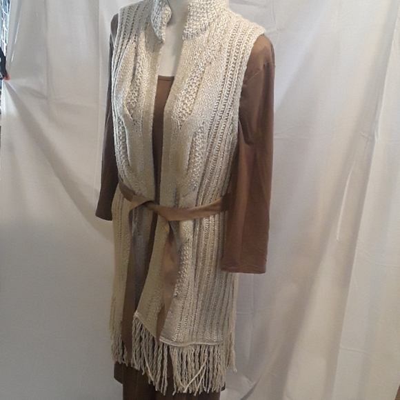 Chico's Sweaters - New - Chico's Long Crochet Fringe Vest